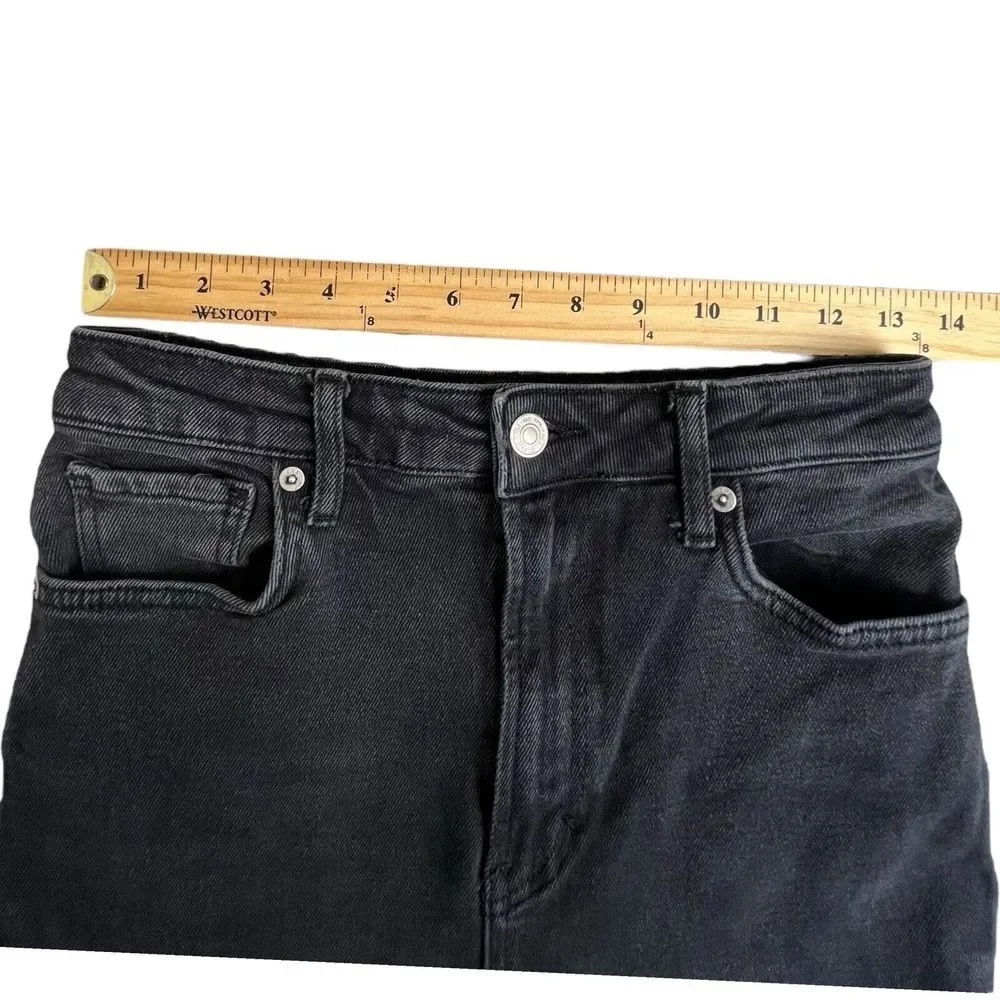 We The Free Womens 28 Black High‎ Rise Raw Hem Cropped Straight Leg Jeans